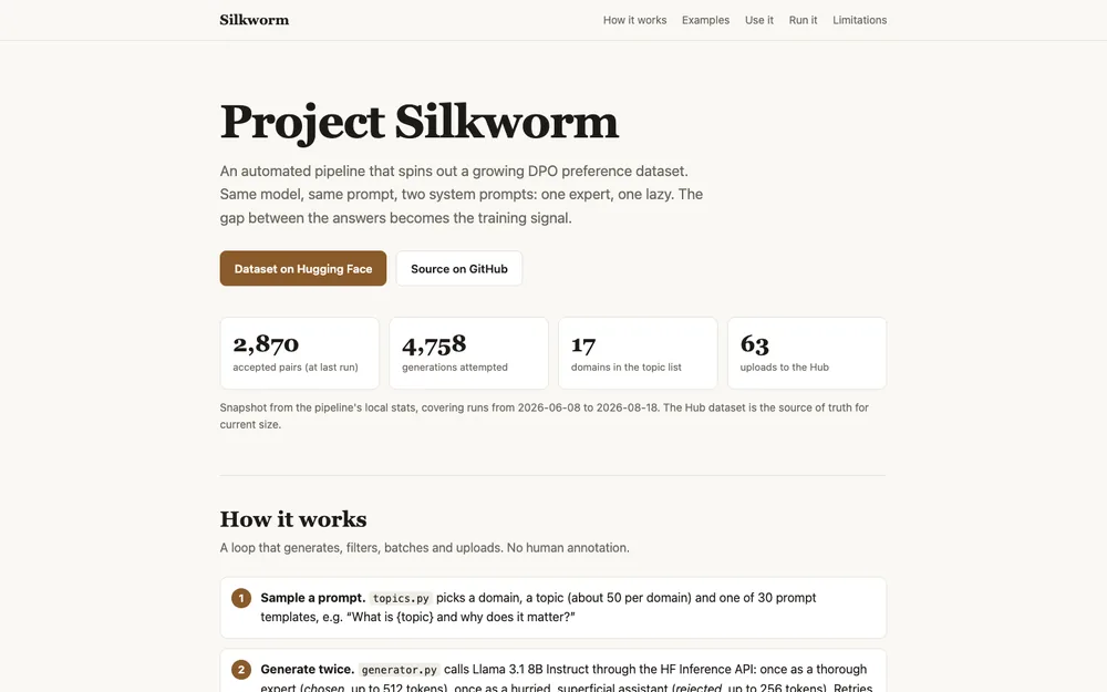 Project Silkworm website preview