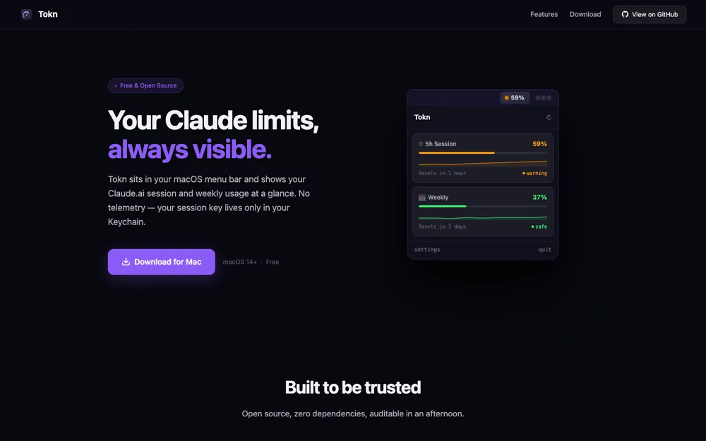 Tokn website preview