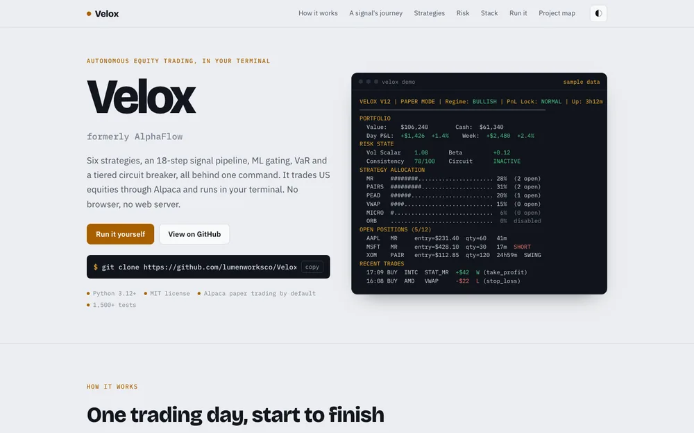 Velox website preview